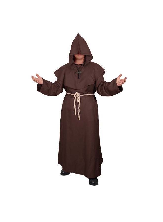 NIBEMINENT Halloween costumes, medieval monk robes, monk robes, wizard robes, priest robes, and a complete set of shawls - Image 1