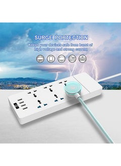 POWER 6 Outlet Power Strip With 4 Usb Ports, 6.5ft Extension Cord, 110-240v, Mountable, 3000w Charging Station For Home & Office (White)  - Image 3