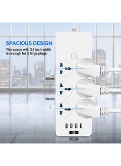 POWER 6 Outlet Power Strip With 4 Usb Ports, 6.5ft Extension Cord, 110-240v, Mountable, 3000w Charging Station For Home & Office (White)  - Image 5