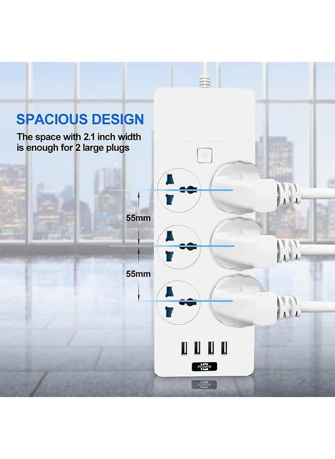 POWER 6 Outlet Power Strip With 4 Usb Ports, 6.5ft Extension Cord, 110-240v, Mountable, 3000w Charging Station For Home & Office (White)  - Image 5