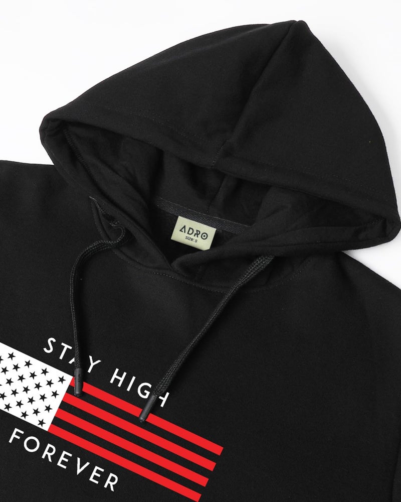 ADRO Men's Cotton Blend Neck Hooded Sweatshirt (H24-FLAG-BL_Black - Image 5