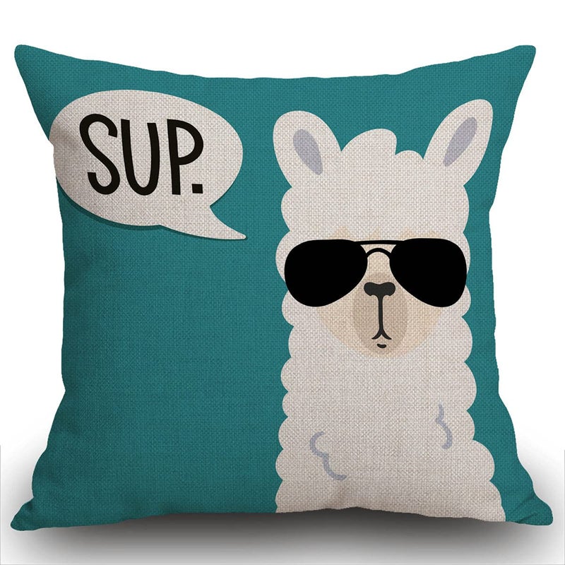 Smooffly Funny llama Cushion Cover Sup Llama Throw Pillow Case Home Decorative for MenWomen Living Room Bedroom Sofa Chair 18X18 Inch Pillowcase 45X45cm