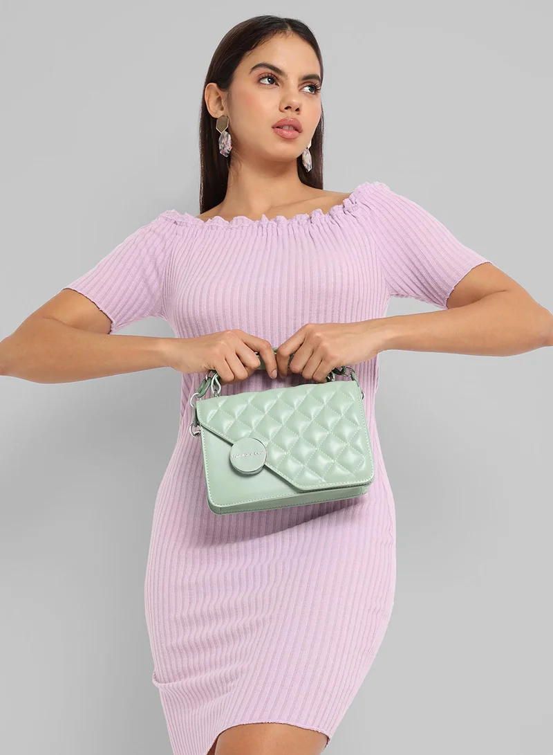 Haute Sauce Quilted Flap Handbag - Mint Green