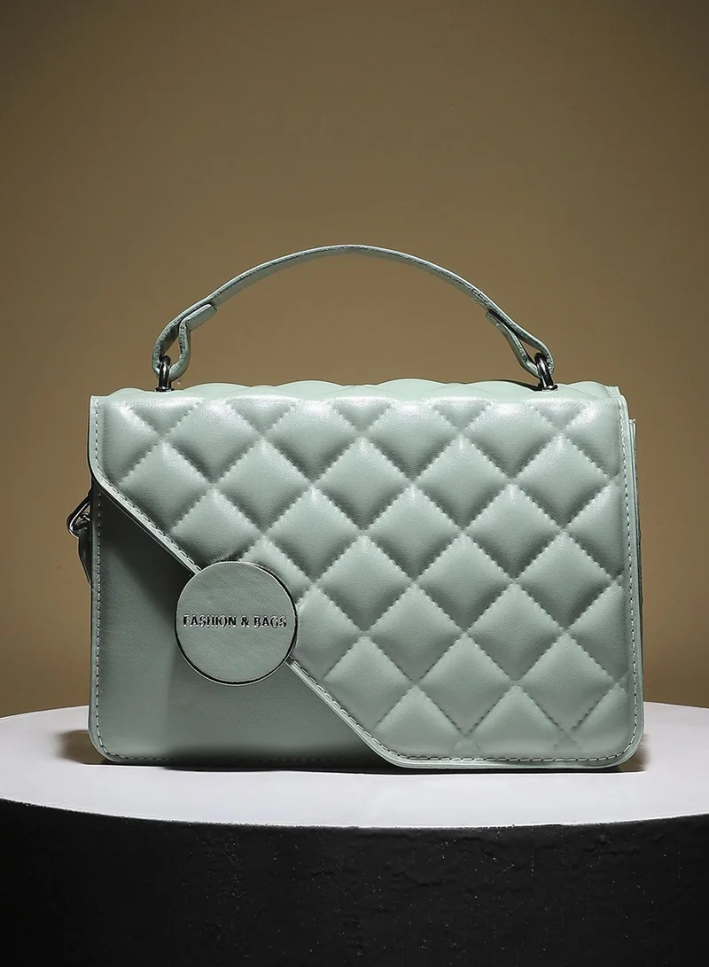 Haute Sauce Quilted Flap Handbag - Mint Green