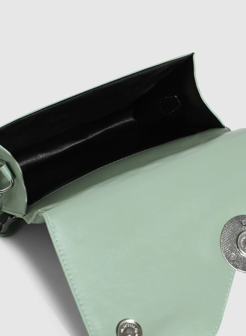 Haute Sauce Quilted Flap Handbag - Mint Green