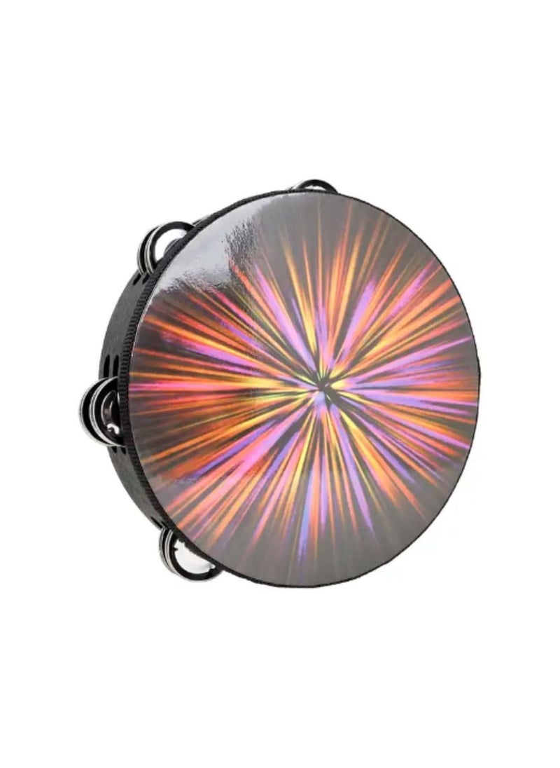Megarya Radiant Tambourine, Hand bell Hand Drum with Double Row Jingles Reflective Drum Musical Instrument for Church And Party (8 inch)  - Image 2