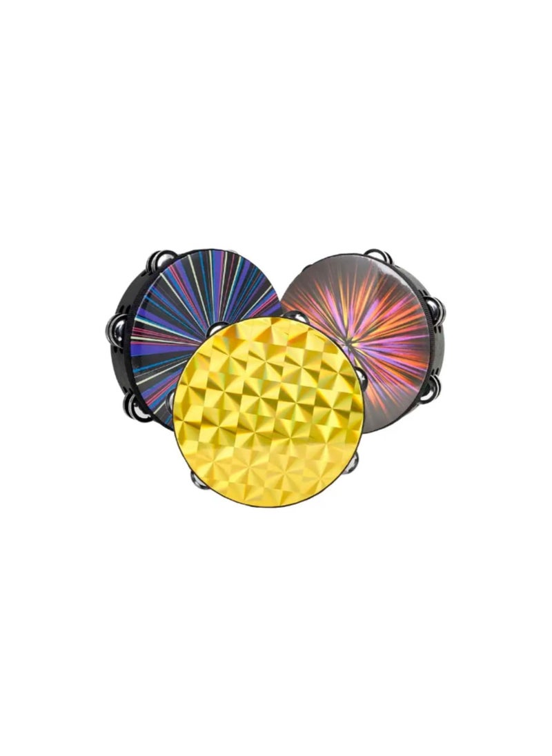 Megarya Radiant Tambourine, Hand bell Hand Drum with Double Row Jingles Reflective Drum Musical Instrument for Church And Party (8 inch)  - Image 4