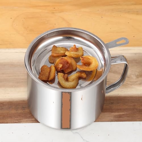 YYJINGYOU Grease Container with Fine Mesh Strainer kitchen oil storage tank pot (1.3L Stainless Steel 410) - Image 5
