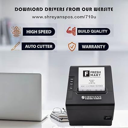 SHREYANS 80mm Thermal Receipt Printer with Auto Cutter (USB+Bluetooth+WiFi + LAN) - Image 3