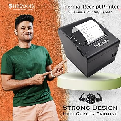 SHREYANS 80mm Thermal Receipt Printer with Auto Cutter (USB+Bluetooth+WiFi + LAN) - Image 2