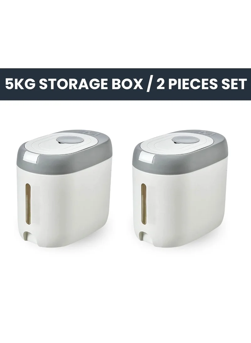 QUESERA 2 pcs Airtight Food Storage Multi-Purpose Plastic Container with Lids and cup -5kg Bucket, Rice dispenser & sugar container-dog food storage, Cereal & Grain