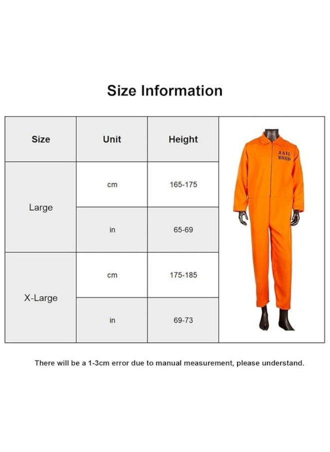 CCOVERY - Prisoner Men Jumpsuit Adult Costumes,Prison Uniform,Orange Jumpsuit with Handcuffs,Penitentiary Cosplay Costumes - Image 1
