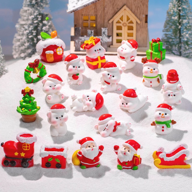 Micro-Landscape Resin Ornaments Cute Santa Claus Bear Train Carriage Snow Scene Diy Crystal Ball Decorations - Image 2
