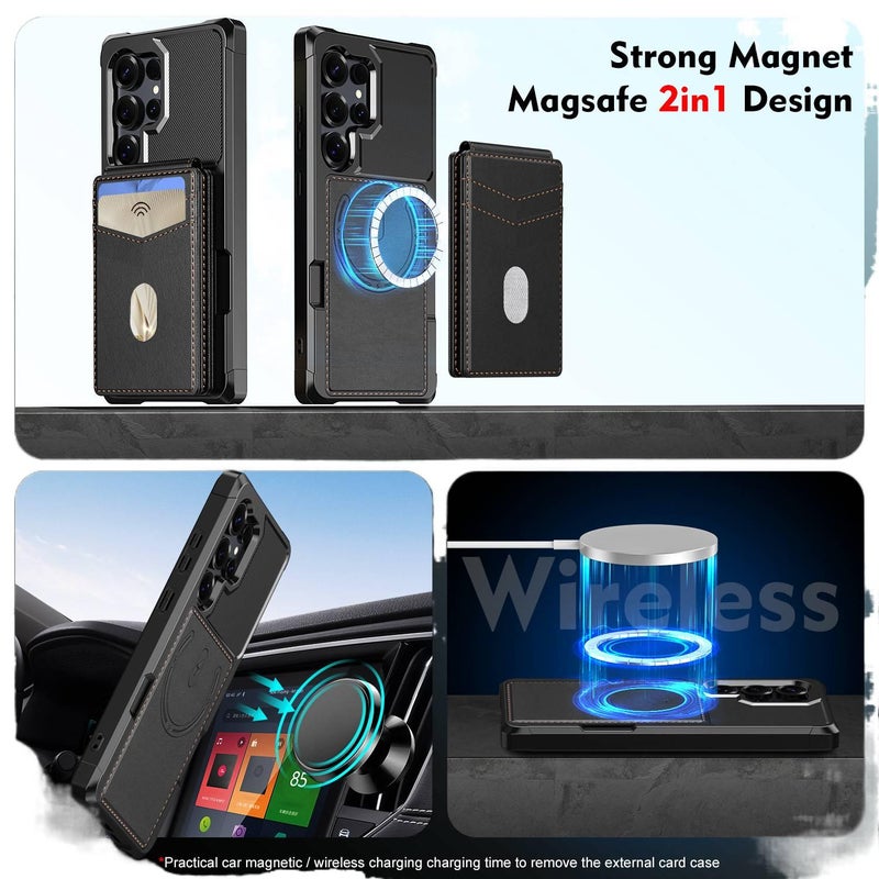 غطاء MagSafe | ذهبي وردي | حامل بطاقات | حامل قائم | لـ Samsung Galaxy S22 Ultra - Image 5