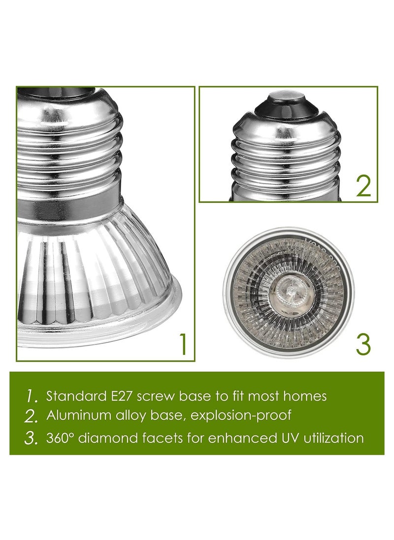 Excefore - 3Pack 50W UVA+UVB Bulbs Heat and Light for Reptiles and Amphibian Tanks Terrariums and Cages Heat Lamp Basking Lamp Heater Light Replacement Bulbs Works with Various Lamp Fixtures - Image 1