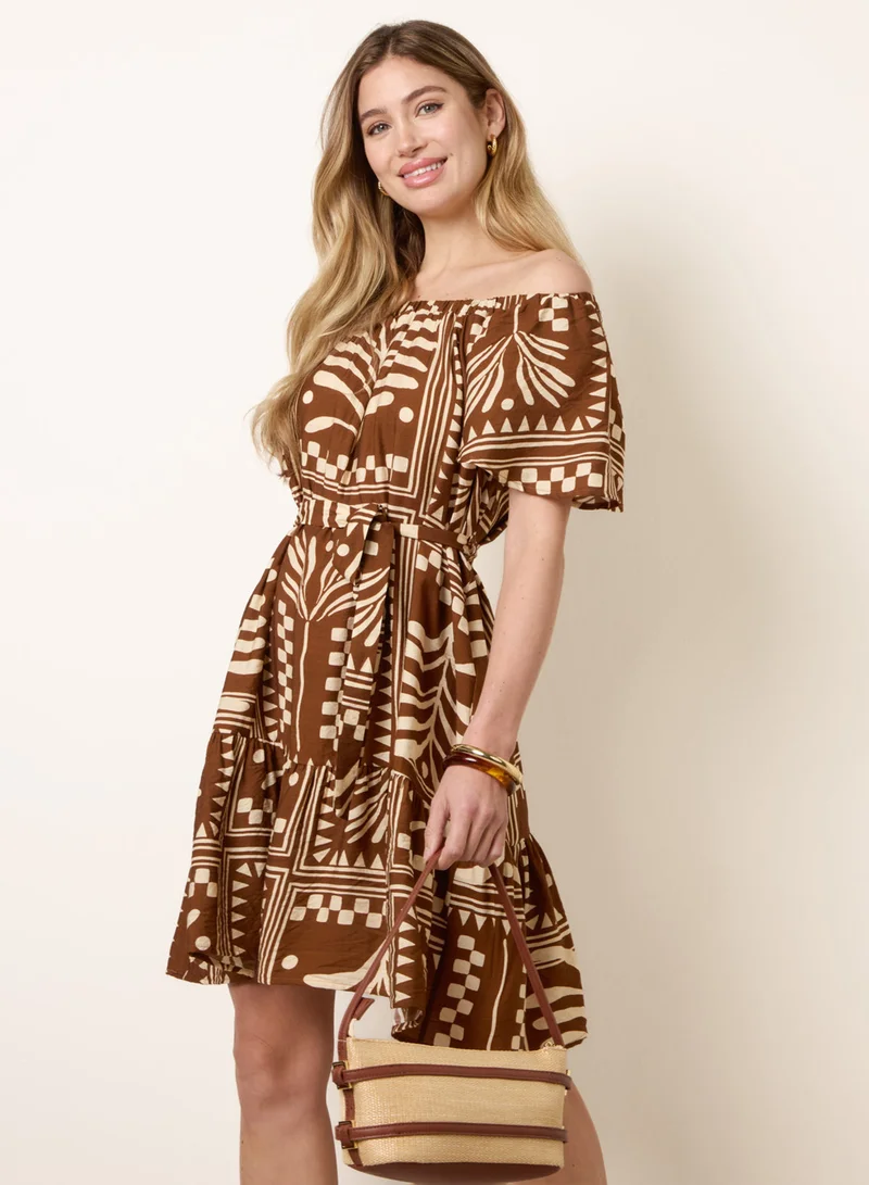 بلو فانيلا Bardot Off The Shoulder Dress