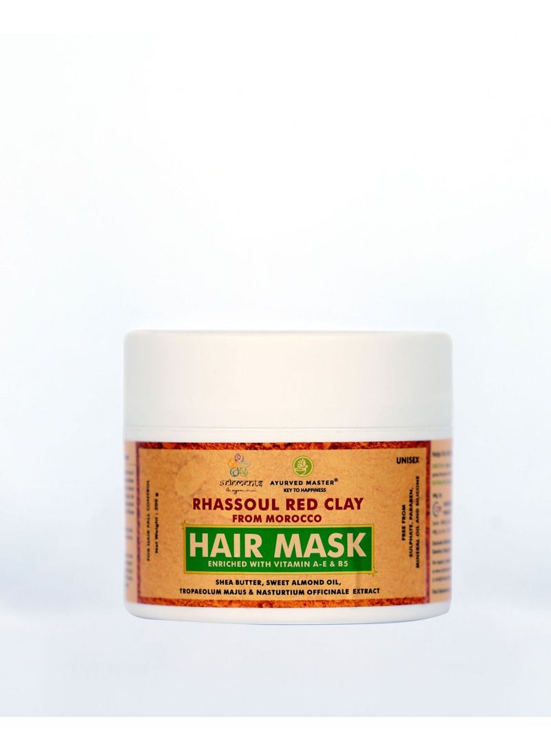 AYURVED MASTER - RHASSOUL RED CLAY 100% Organic Natural HAIR MASK (FOR SOFT, SMOOTH HEALTHY SCALP, SHINY AND STRONG HAIR) | 200GM - Image 1