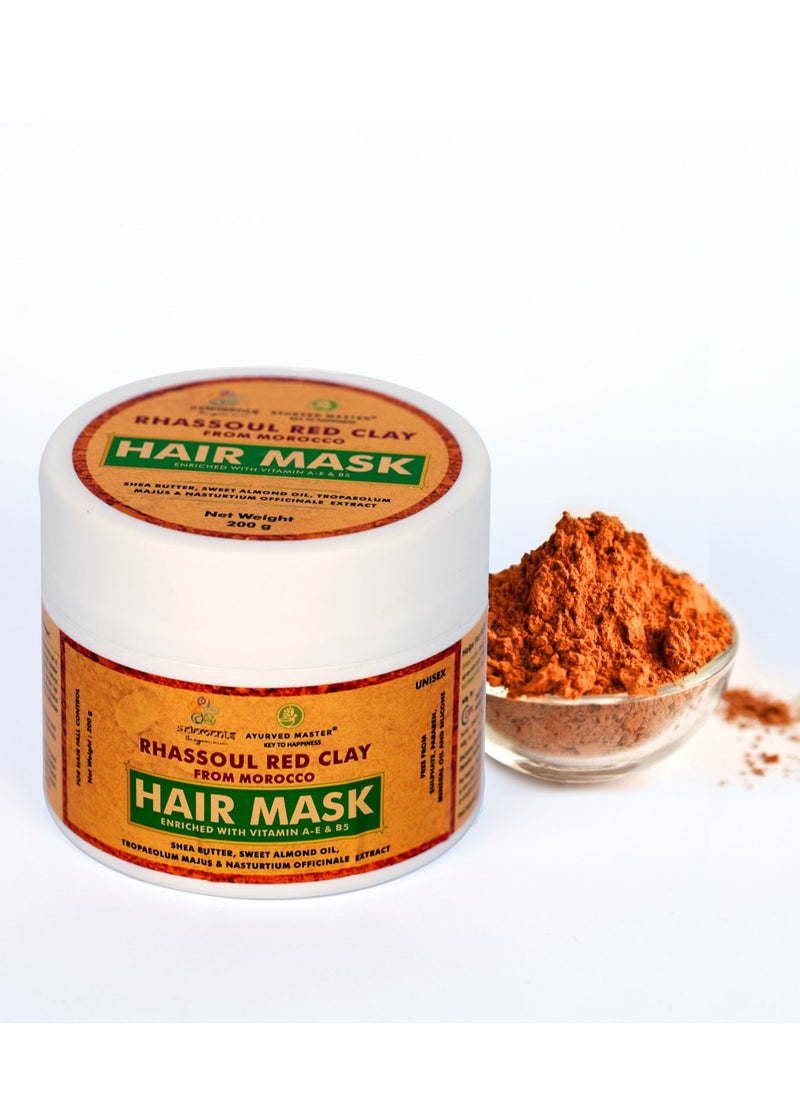 AYURVED MASTER - RHASSOUL RED CLAY 100% Organic Natural HAIR MASK (FOR SOFT, SMOOTH HEALTHY SCALP, SHINY AND STRONG HAIR) | 200GM - Image 1