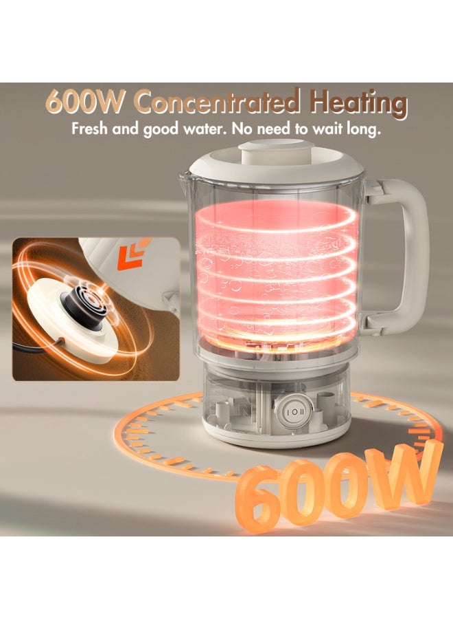 DMG TECH Foldable Electric Kettle, 800ML Stainless Steel Portable Travel Kettle with Foldable Handle, Collapsible Water Boiler with Dual Modes, Compact for RV, Business Trip, Camping - Image 3