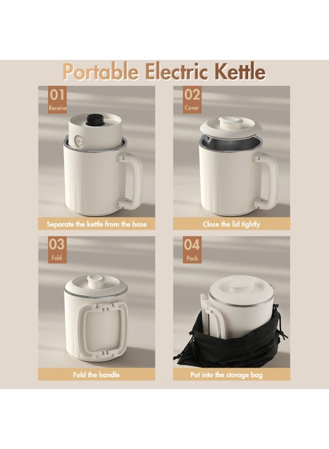 DMG TECH Foldable Electric Kettle, 800ML Stainless Steel Portable Travel Kettle with Foldable Handle, Collapsible Water Boiler with Dual Modes, Compact for RV, Business Trip, Camping - Image 4