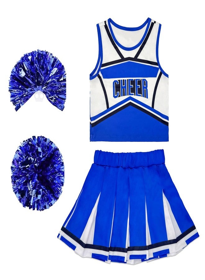 Danzcue Cheerleader Costume for Girls, Cheerleader Dress, Cheerleading Uniform for Halloween Cosplay Gifts, Blue, X-Small - Image 1