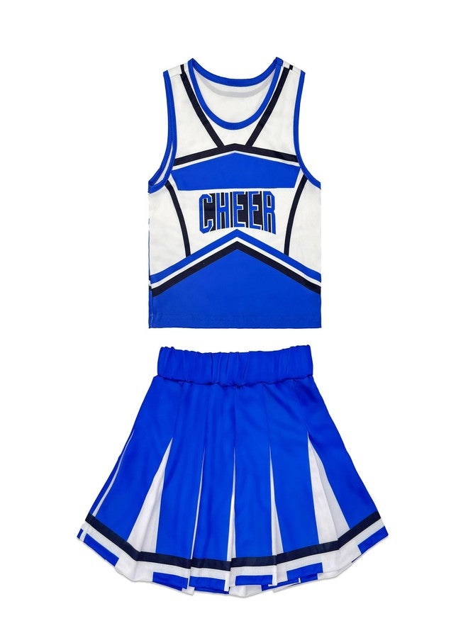 Danzcue Cheerleader Costume for Girls, Cheerleader Dress, Cheerleading Uniform for Halloween Cosplay Gifts, Blue, X-Small - Image 2