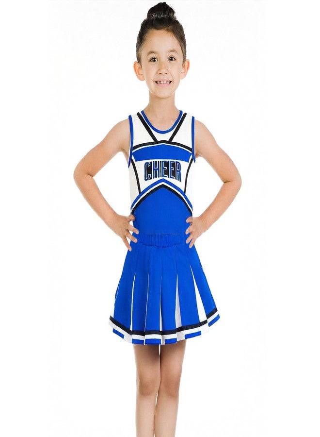 Danzcue Cheerleader Costume for Girls, Cheerleader Dress, Cheerleading Uniform for Halloween Cosplay Gifts, Blue, X-Small - Image 3
