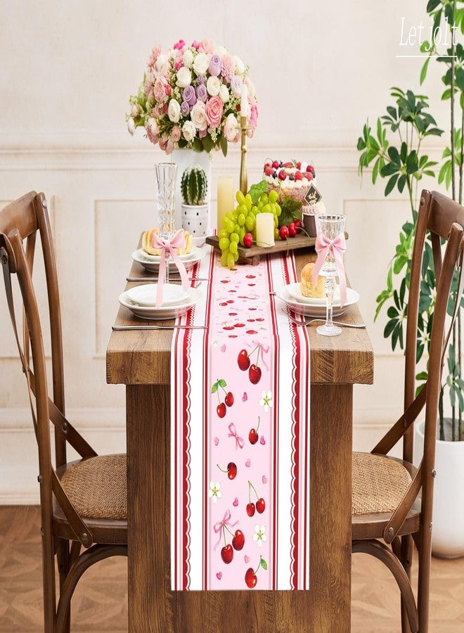 Letjolt Cherry Table Runner 72 Inches Her Birthday Party Decorations Home Dinning Decor Wedding Table Decor - Image 3