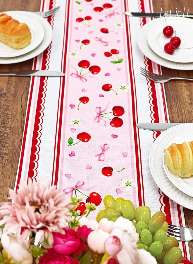 Letjolt Cherry Table Runner 72 Inches Her Birthday Party Decorations Home Dinning Decor Wedding Table Decor - Image 5