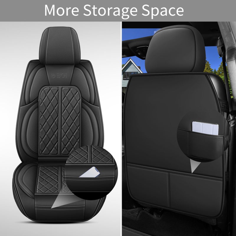 DuDuWang Seat Covers Custom Fit for Chevy Silverado GMC Sierra 1500 2007-2025 2500/3500 HD Crew Cab Pickup Truck Seat Cover Protector Cushion with Faux Leather Waterproof(Black, Front Seat) - Image 4