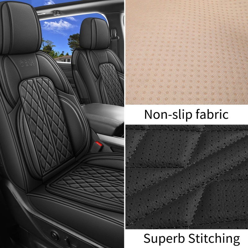 DuDuWang Seat Covers Custom Fit for Chevy Silverado GMC Sierra 1500 2007-2025 2500/3500 HD Crew Cab Pickup Truck Seat Cover Protector Cushion with Faux Leather Waterproof(Black, Front Seat) - Image 5