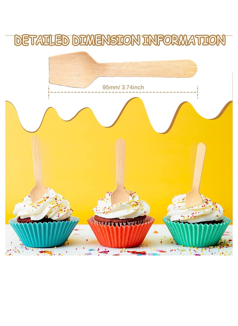 100Pc Wooden Ice Cream Spoons Eco Friendly Disposable Wooden Dessert Spoons