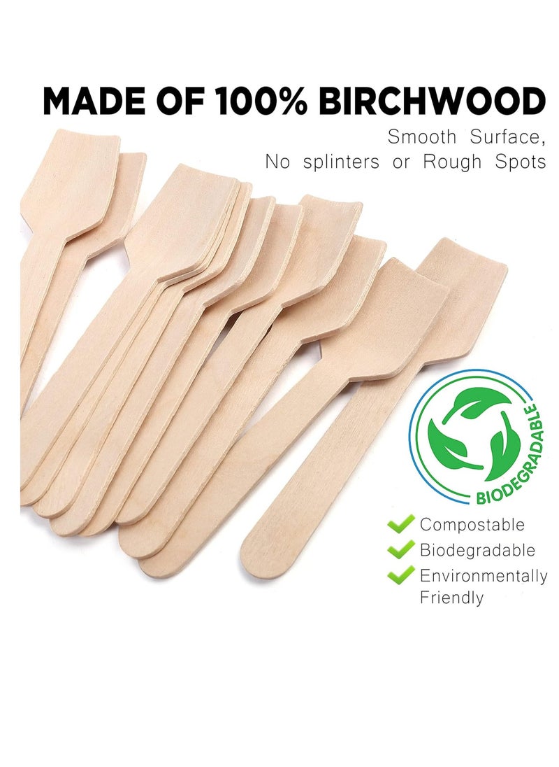 100Pc Wooden Ice Cream Spoons Eco Friendly Disposable Wooden Dessert Spoons