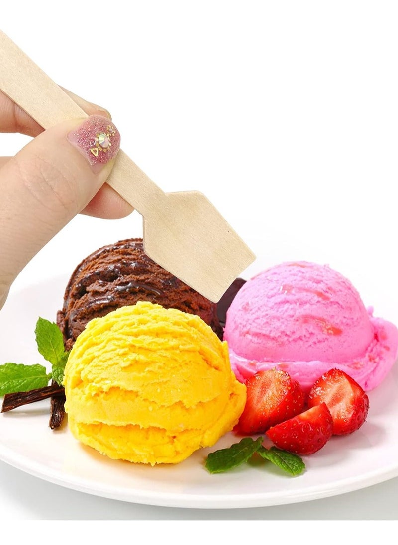 100Pc Wooden Ice Cream Spoons Eco Friendly Disposable Wooden Dessert Spoons