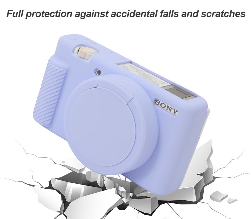 Pocoukate Camera Case for Sony ZV-1, ZV1 Camera Case Digital Camera Anti-Scratch Slim Fit Soft DSLR Camera Sleeve with Tempered Glass Protective Screen Protector for Sony ZV-1 - Lilac - Image 3