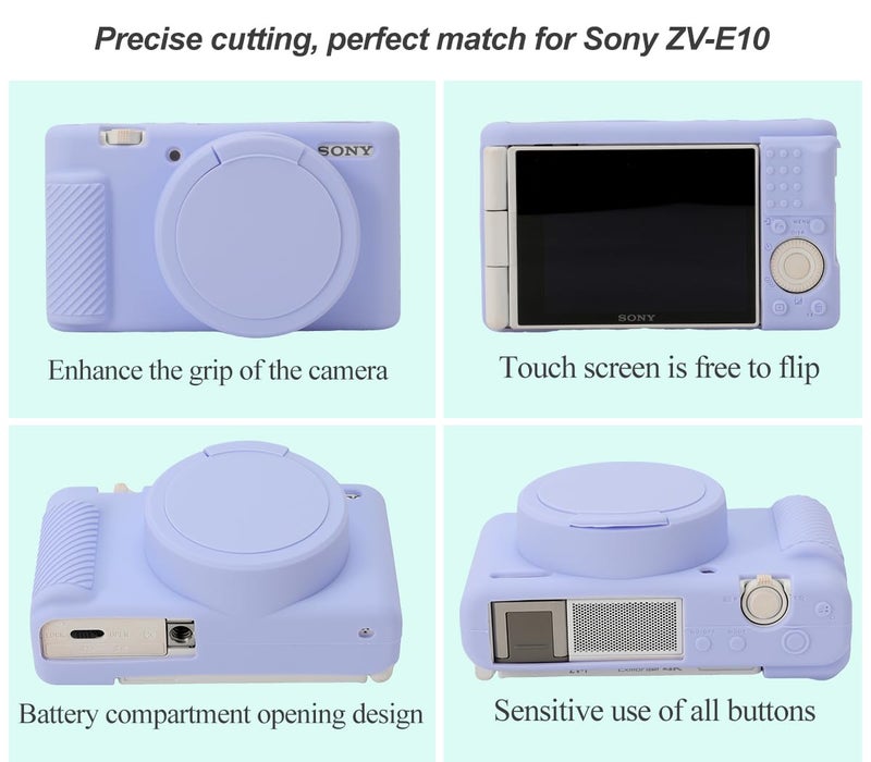 Pocoukate Camera Case for Sony ZV-1, ZV1 Camera Case Digital Camera Anti-Scratch Slim Fit Soft DSLR Camera Sleeve with Tempered Glass Protective Screen Protector for Sony ZV-1 - Lilac - Image 4