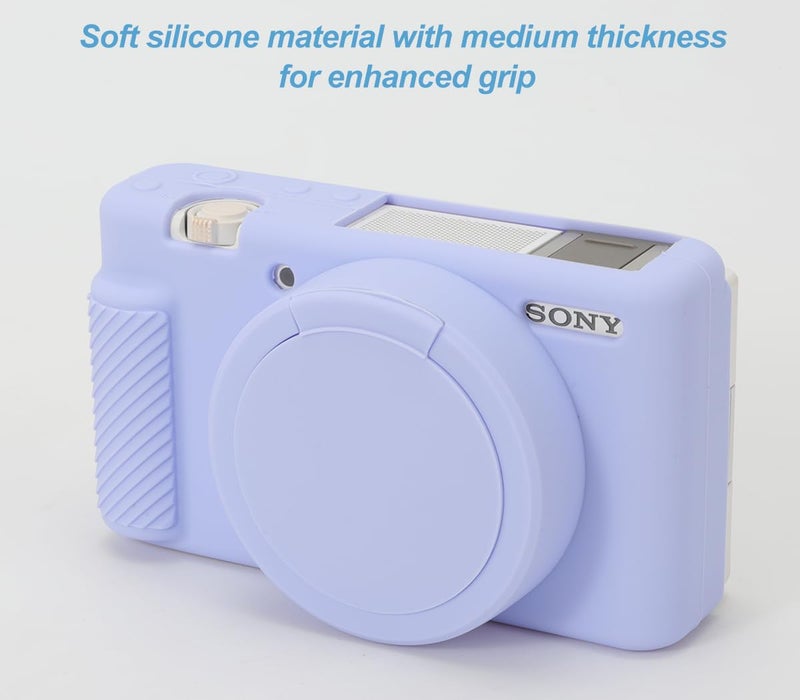Pocoukate Camera Case for Sony ZV-1, ZV1 Camera Case Digital Camera Anti-Scratch Slim Fit Soft DSLR Camera Sleeve with Tempered Glass Protective Screen Protector for Sony ZV-1 - Lilac - Image 5