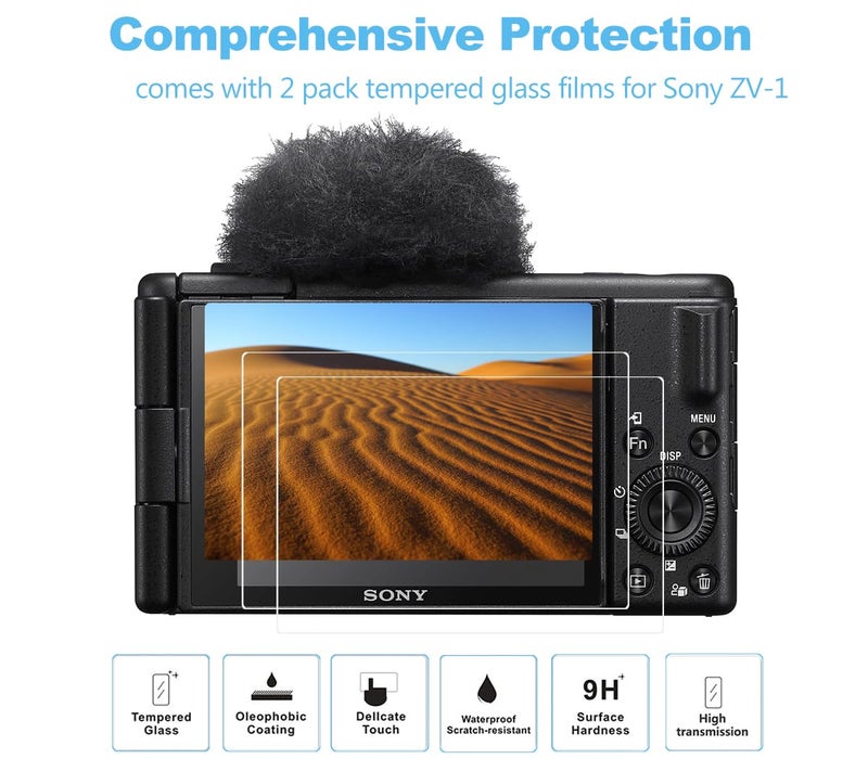 Pocoukate Camera Case for Sony ZV-1, ZV1 Camera Case Digital Camera Anti-Scratch Slim Fit Soft DSLR Camera Sleeve with Tempered Glass Protective Screen Protector for Sony ZV-1 - Lilac - Image 2