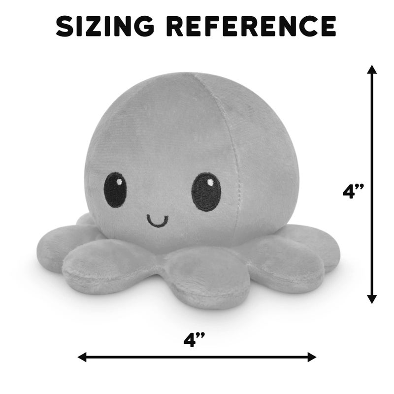 TeeTurtle Reversible Octopus Plushie 4-Inch Black + Gray Two-Sided Flip Plush Toy with Embroidered Details - Cute Mini Collectible Plush for Kids, Teens, and Adults - Image 4