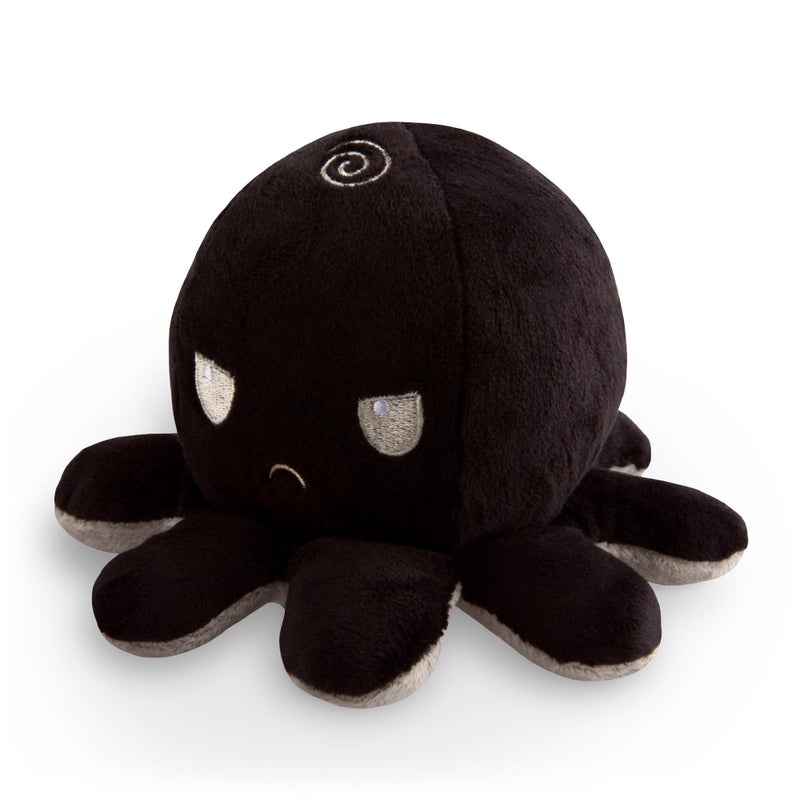 TeeTurtle Reversible Octopus Plushie 4-Inch Black + Gray Two-Sided Flip Plush Toy with Embroidered Details - Cute Mini Collectible Plush for Kids, Teens, and Adults - Image 2