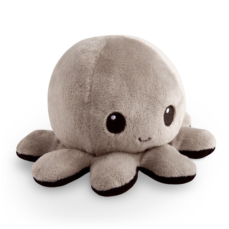TeeTurtle Reversible Octopus Plushie 4-Inch Black + Gray Two-Sided Flip Plush Toy with Embroidered Details - Cute Mini Collectible Plush for Kids, Teens, and Adults - Image 1