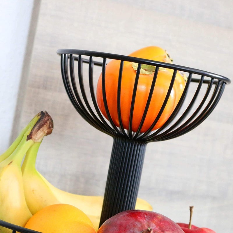 Arkit 2 tier fruit basket for kitchen decorative dining table metal fruit basket big size kitchen vegetable storage rack double layer basket - Image 4