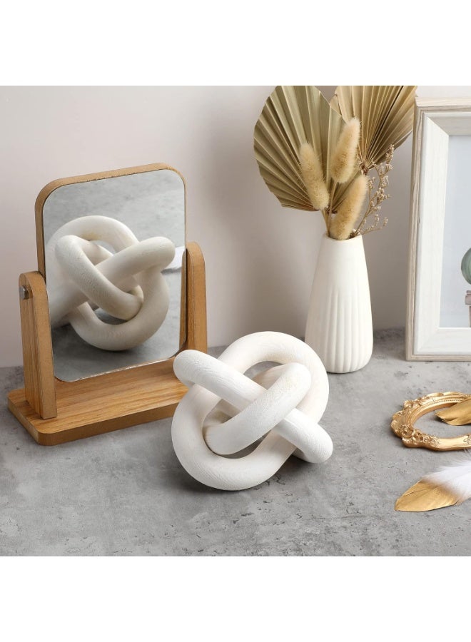 NANAO Wood Chain Link Decor 3 Link Wood Knot Decor Hand Carved Coffee Table Decor Modern Shelf Decor Boho Chain Decor Rustic Decorative Objects for Home Living Room Bedroom Decoration (White) - Image 5