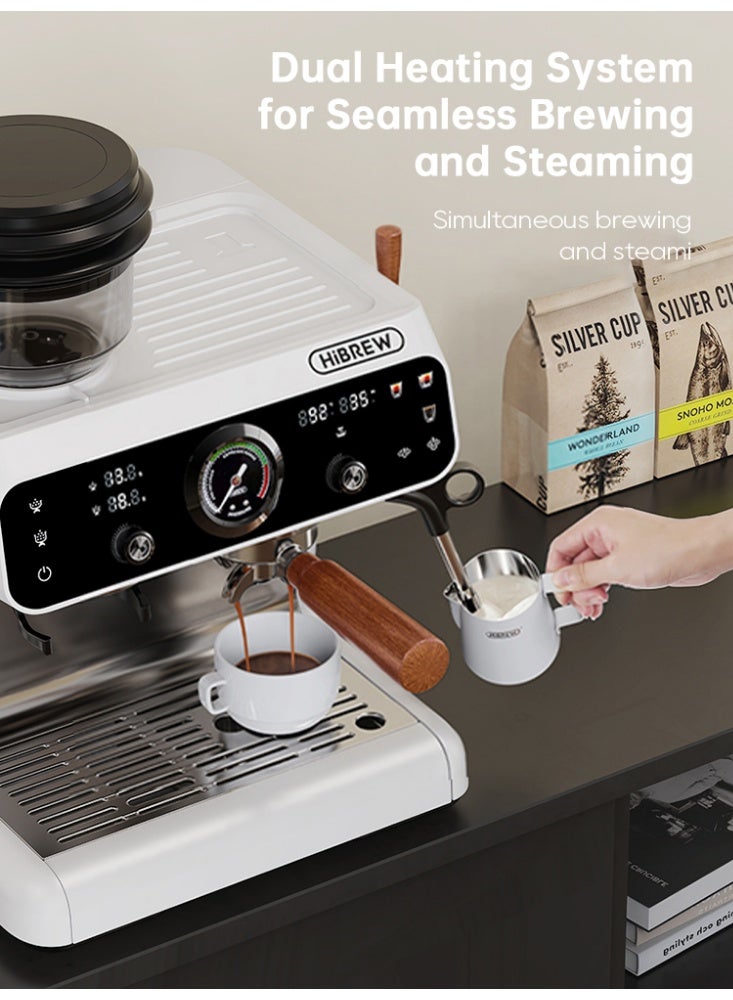 HiBREW Upgraded Dual Boiler Barista Pro Espresso Machine Built-in Grinder With 30 Size Settings for Cafe Hotel Restaurant H7B - Image 4