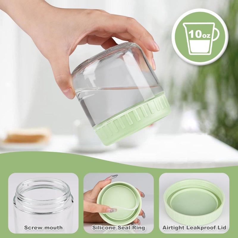 SHOWIN Overnight Oats Containers with Lids, 10oz Glass Jars with Lids 4 pcs, Candy, Wide Mouth Mason jars for Salad, Yogurt, Snacks, Meal Prep - Image 3