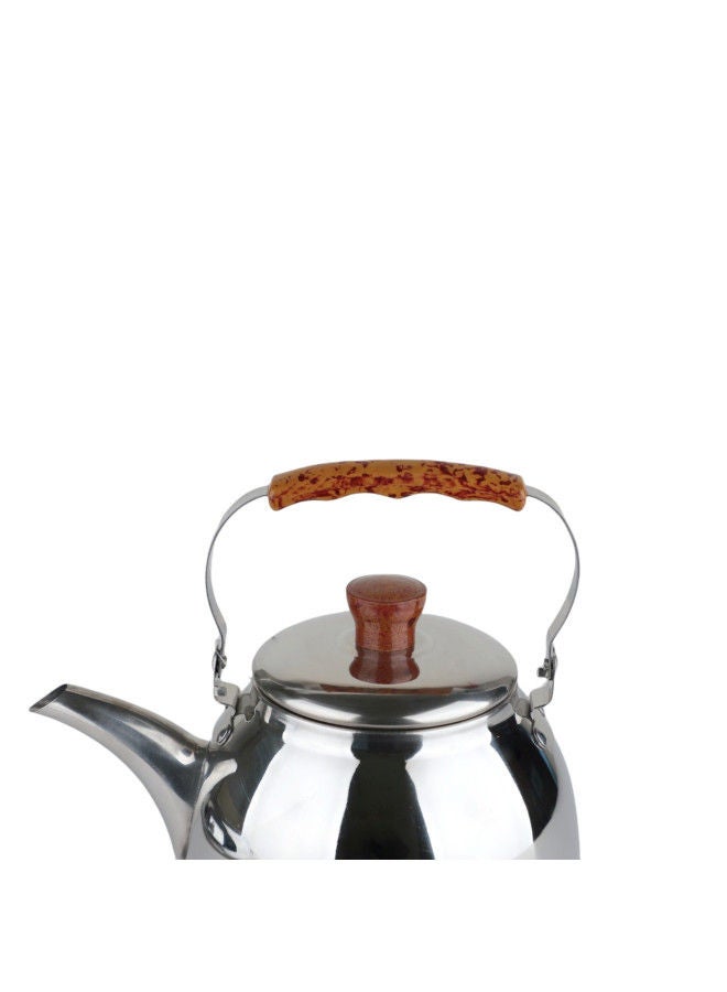 Bister Soleter Stainless Steel Tea Kettle with Wooden Backlit Handle, 1 L Wide Mouth, Anti-Leakage Cap, Silver – Suitable for Stovetop & Electric Use - Image 3