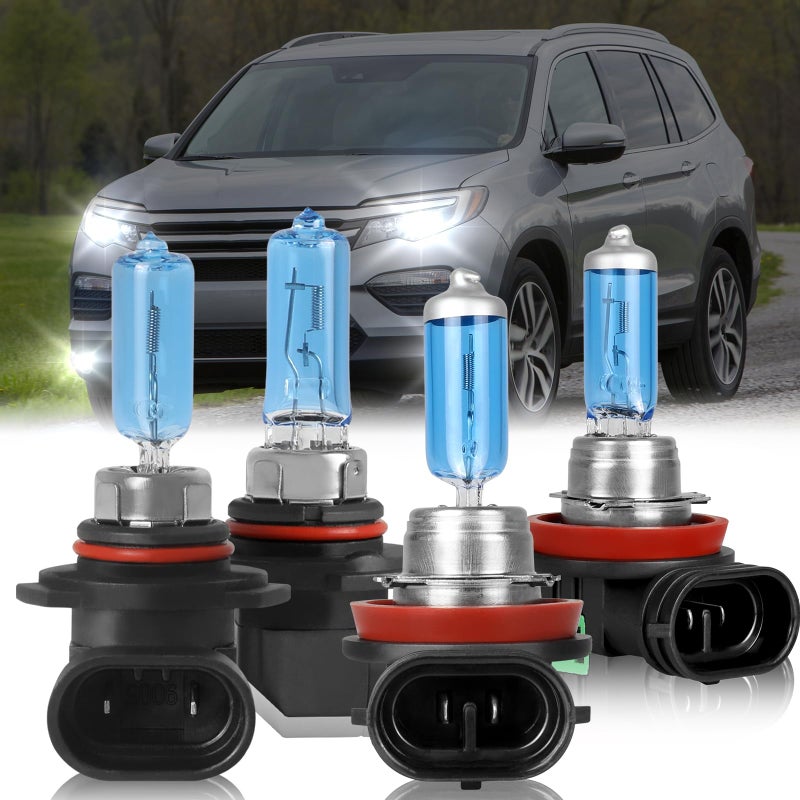 IVBDQV Fit 20062018 for HONDA PILOT Headlight Bulbs 9005HB3 High Beam and H11H9 Low Beam 9005 H11 Halogen Bulbs 300 Brightness High Performance Halogen Bulbs Combo 4PCS