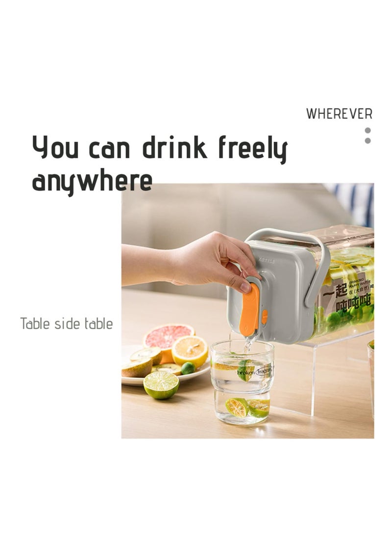 Excefore حاوية مشروبات ثلاجة سعة 3.5 لتر موزع مشروبات كبير براد زجاجة ماء مع غطاء مقبض بلاستيكي موزع مشروبات مثلجة مع صنبور مضاد للتسرب إبريق بارد حليب ليمون عصير شاي - Image 2