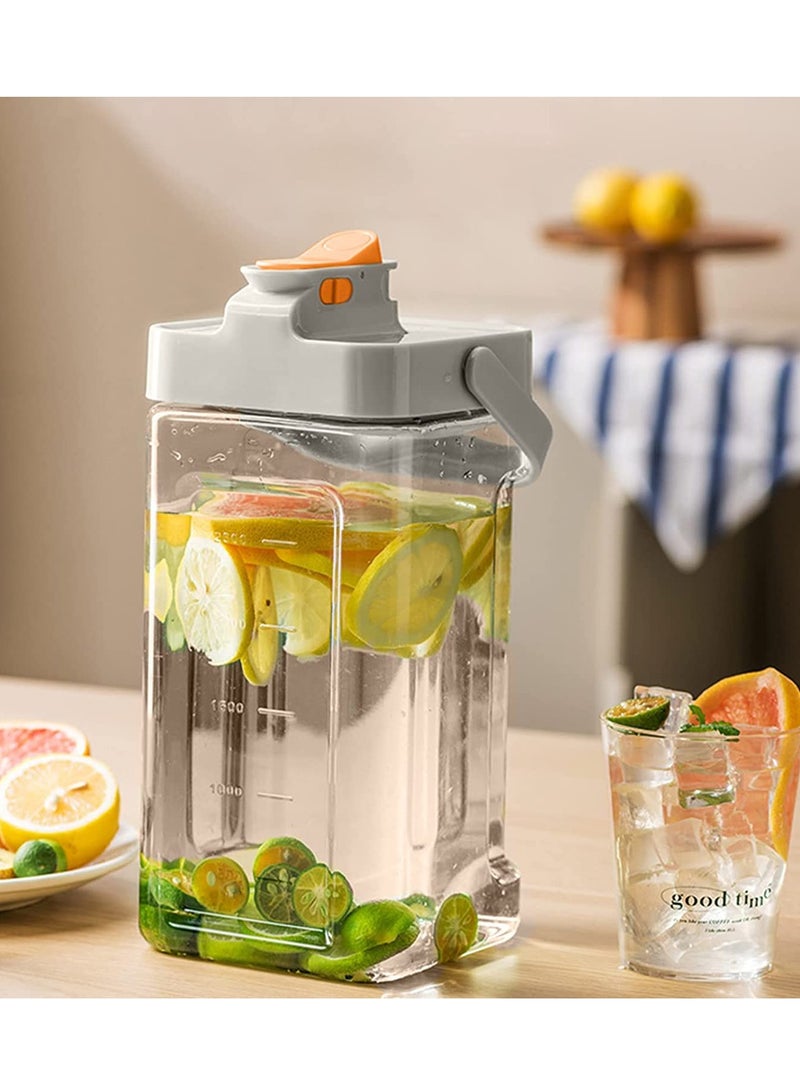 Excefore حاوية مشروبات ثلاجة سعة 3.5 لتر موزع مشروبات كبير براد زجاجة ماء مع غطاء مقبض بلاستيكي موزع مشروبات مثلجة مع صنبور مضاد للتسرب إبريق بارد حليب ليمون عصير شاي - Image 4