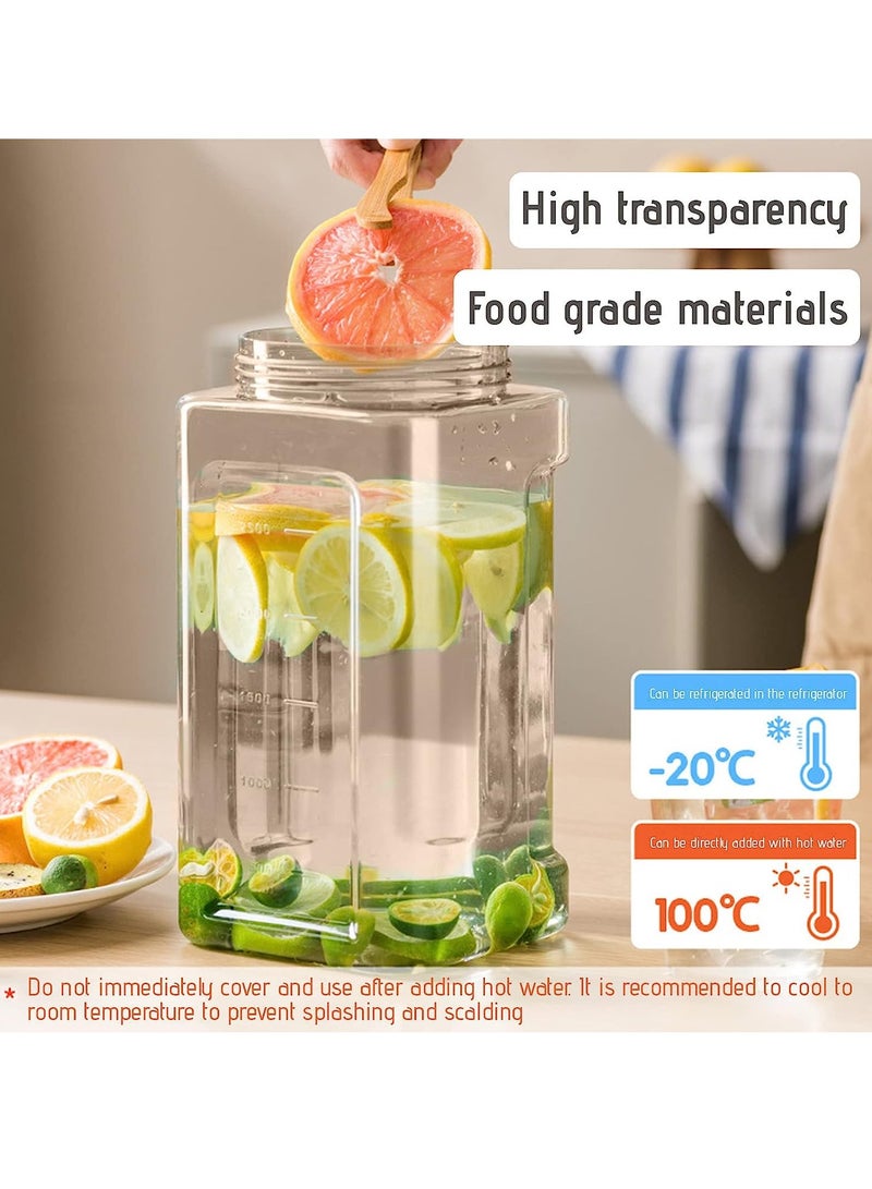 Excefore حاوية مشروبات ثلاجة سعة 3.5 لتر موزع مشروبات كبير براد زجاجة ماء مع غطاء مقبض بلاستيكي موزع مشروبات مثلجة مع صنبور مضاد للتسرب إبريق بارد حليب ليمون عصير شاي - Image 5